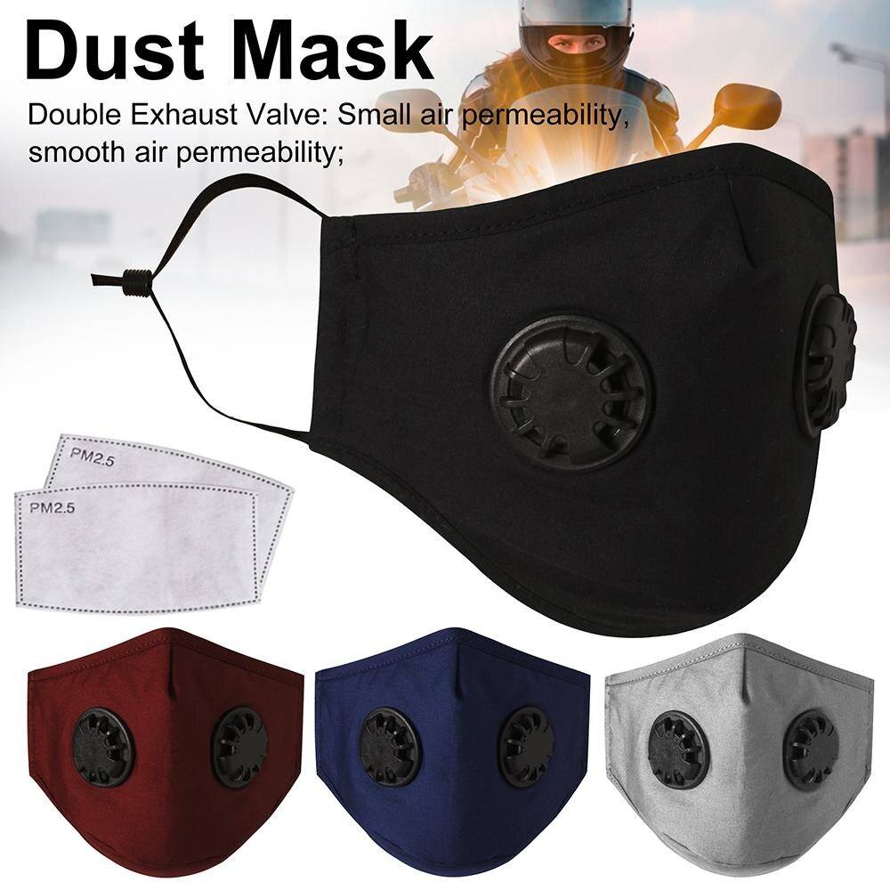 Double Valve Mouth Mask With 2 Replaceable Filters Mask Protective Breathable Face Mask Beauty & Health
