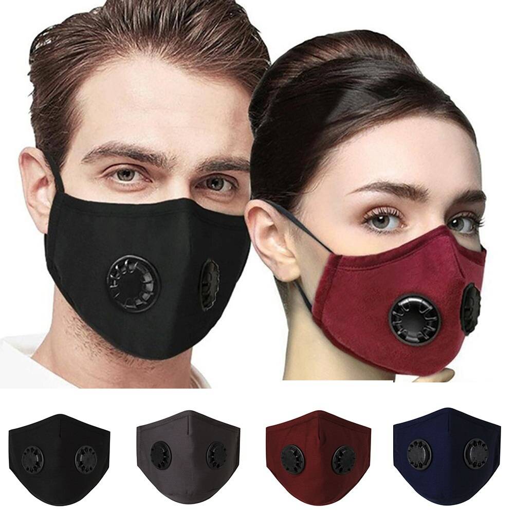 Double Valve Mouth Mask With 2 Replaceable Filters Mask Protective Breathable Face Mask Beauty & Health