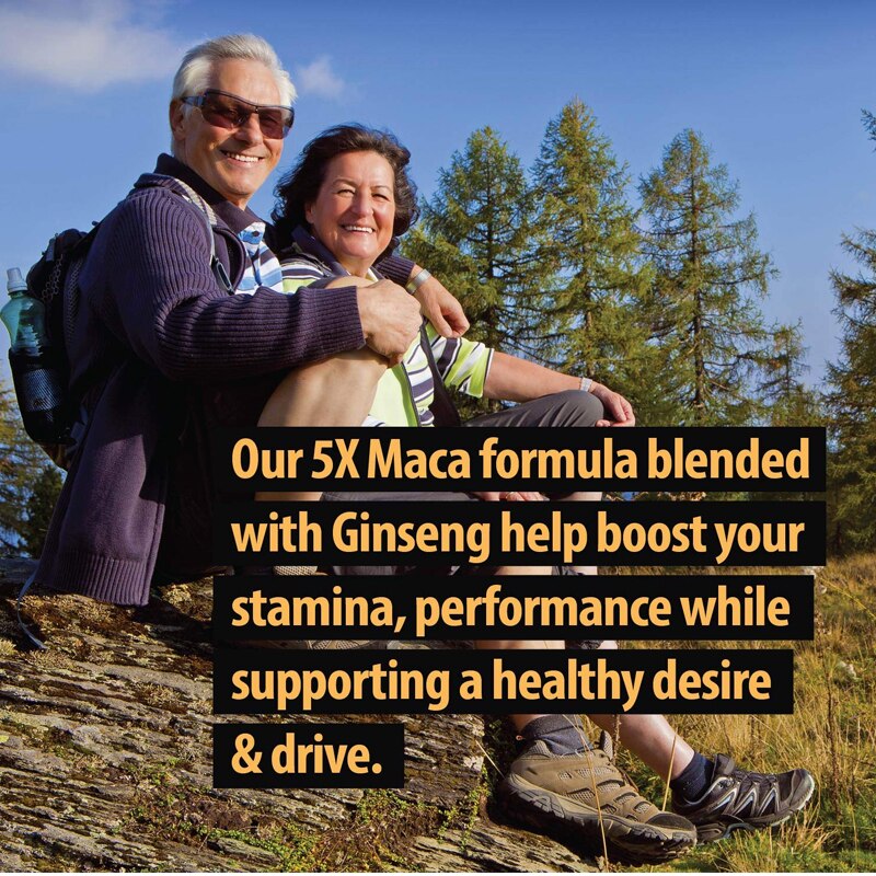 Maca Root Capsules (with Black Maca) + Red Ginseng Extract for Reproductive Health and Boost Energy, Erection, Vitality